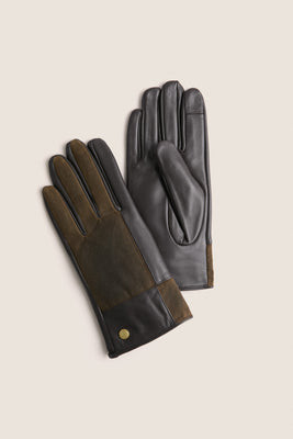 Brown and Olive Rudson Patchwork Leather Gloves | Tuckernuck (US)