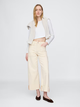 High Rise Stride Wide-Leg Ankle Jeans | Gap (US)