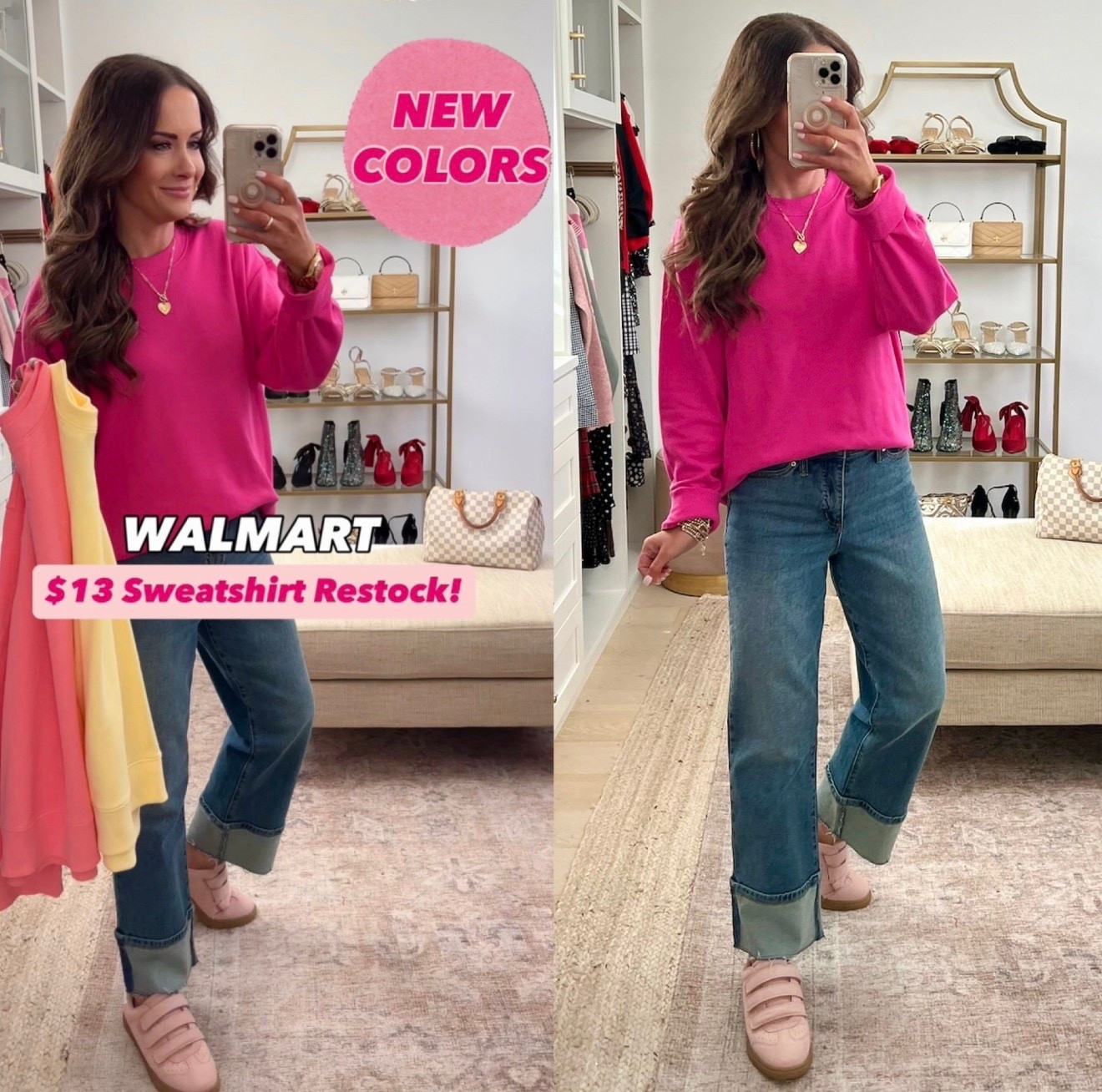 Scroll to shop! Cutest sweatshirts are back! We sized up to M for relaxed fit. Follow for more!