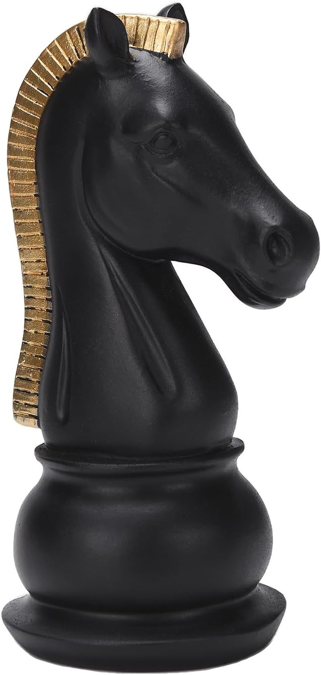 BRABUD Resin Chess Horse Statue, Modern Decor, 7.6in Tall, Black | Chess Decor Piece Knight Sculp... | Amazon (US)