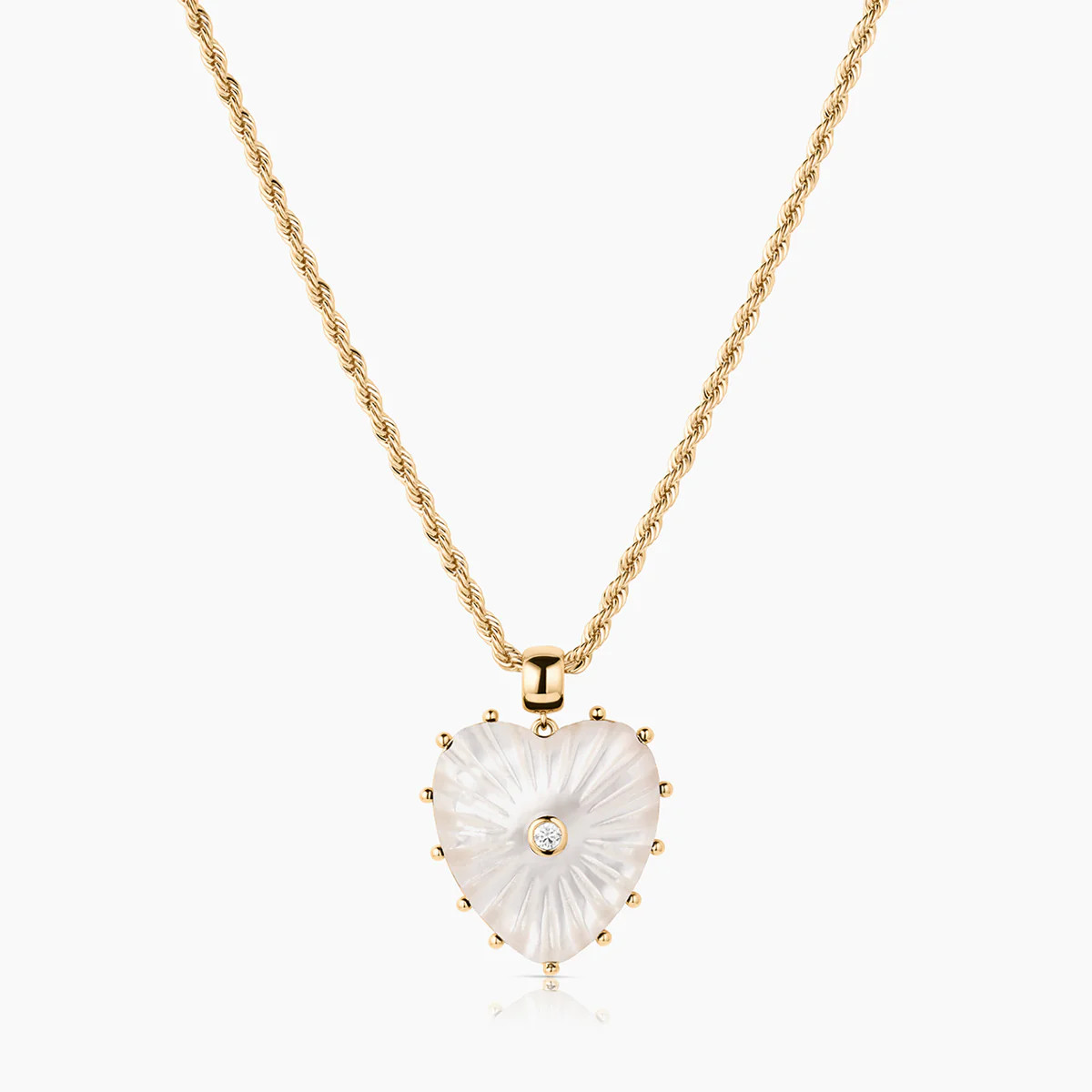 Malene Mother Of Pearl Heart Rope Necklace | THATCH