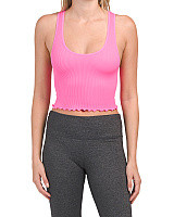 Rib Seamless Hollywood Ruffle Lettuce Edge Long Line Bra | TJ Maxx