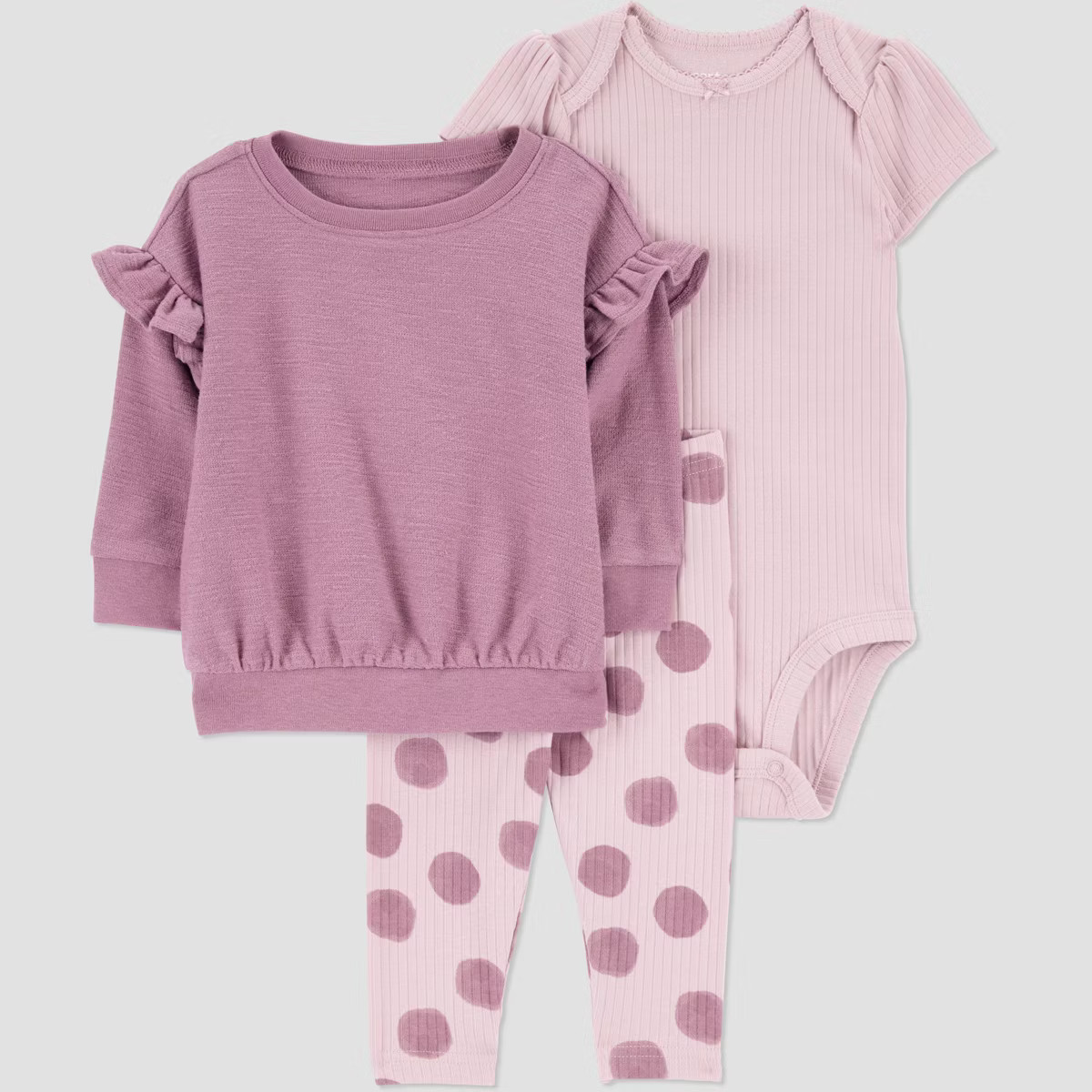 Carter's Just One You® Baby Girls' 3pc Dot Top & Bottom Set - Plum | Target