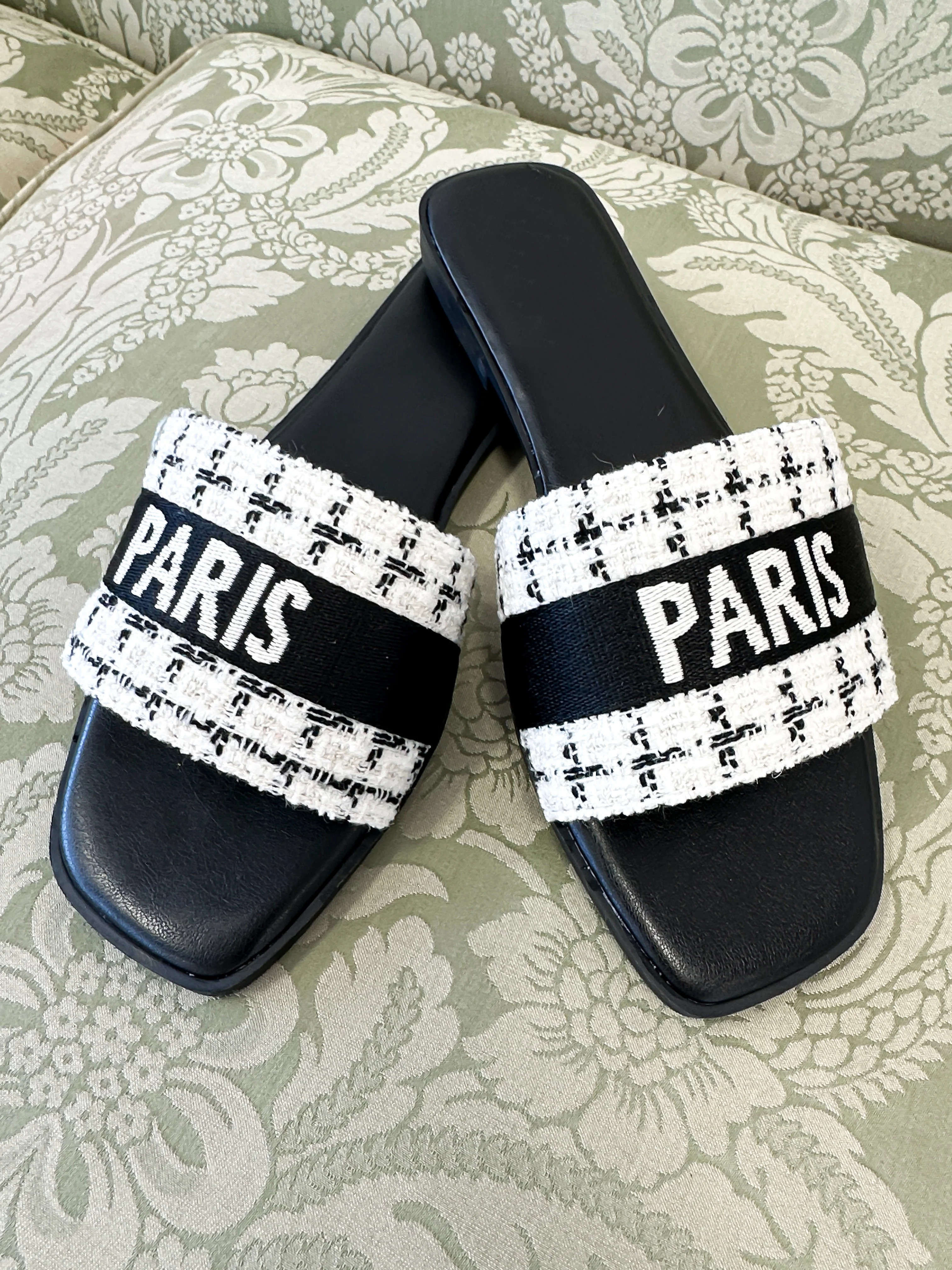 Paris Black & White Tweed Sandals FINAL SALE | Flourish in Frills