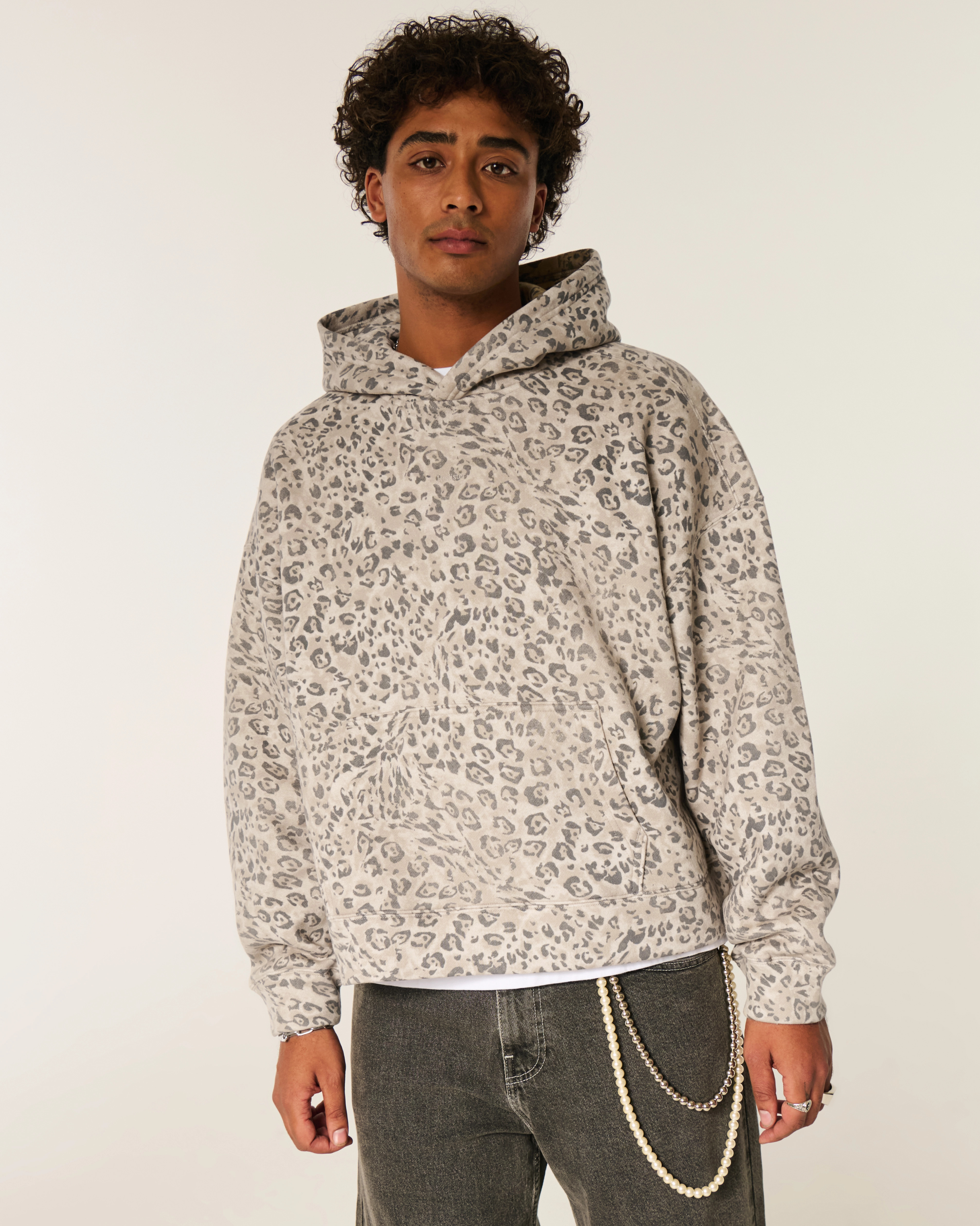 Hollister Feel Good Super Boxy Leopard Print Hoodie | Hollister (US)