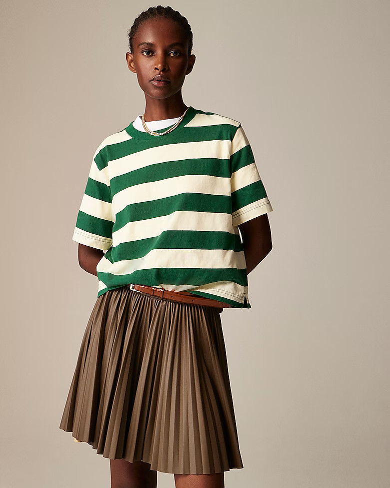Relaxed premium-weight cropped T-shirt in stripe | J. Crew US