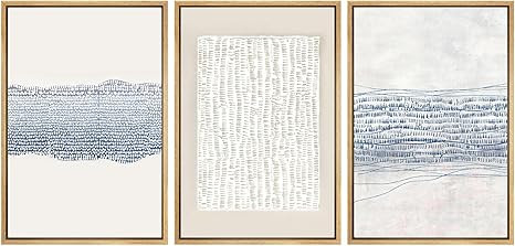 SIGNWIN Framed Canvas Print Wall Art Set Blue White Grunge Geometric Pattern Abstract Shapes Cozy... | Amazon (US)