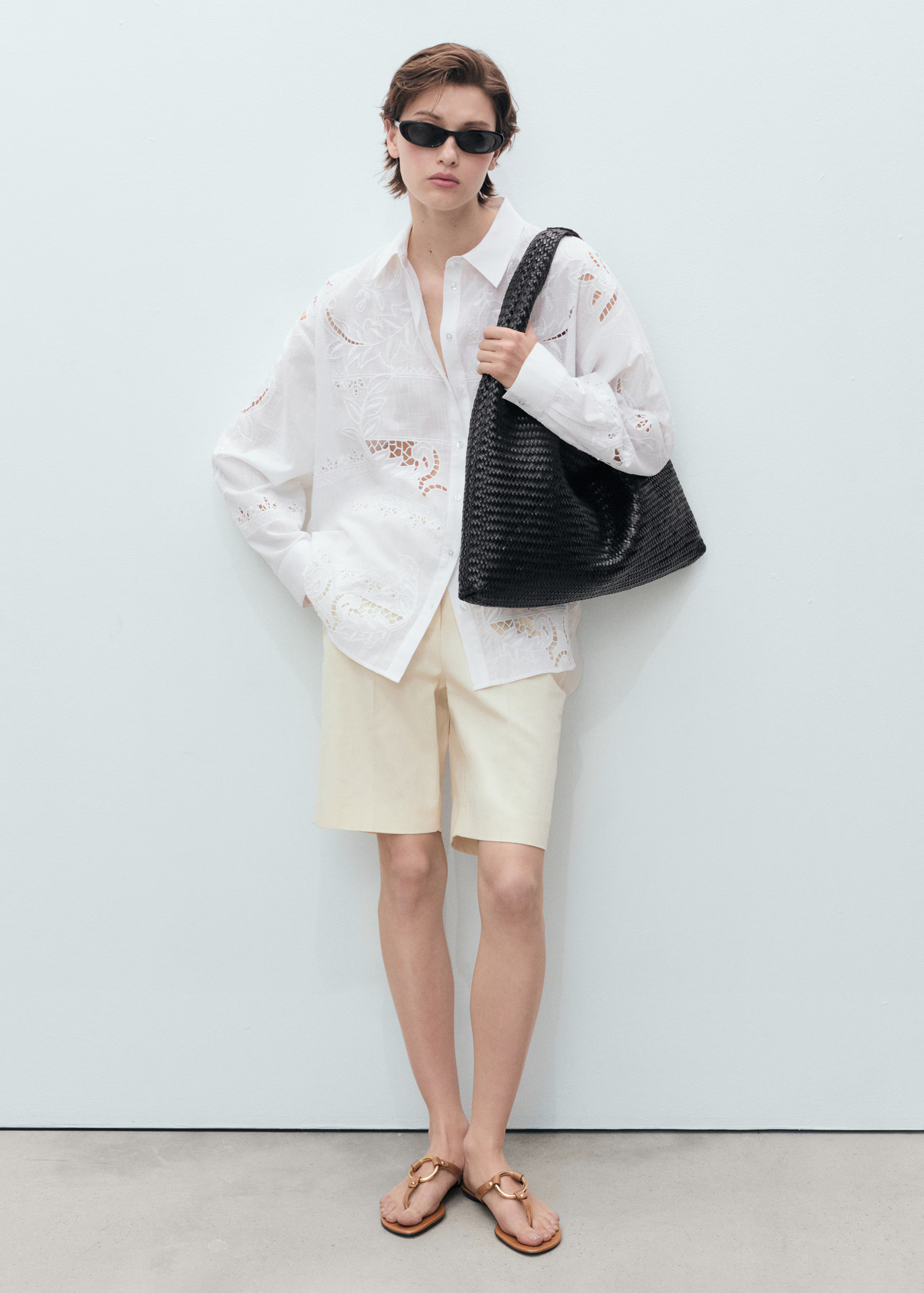 Oversized embroidered shirt - Women | MANGO United Kingdom | MANGO (UK)