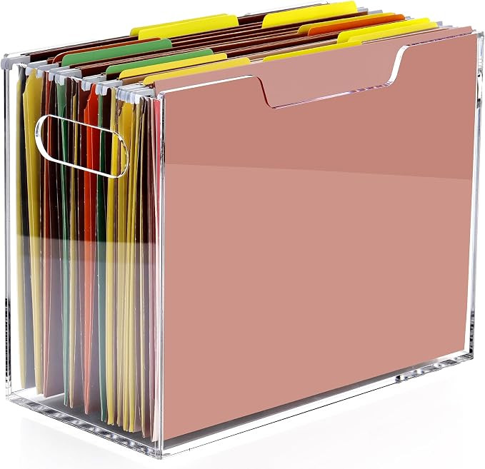DINGHUO Hanging File Organizer, Acrylic File Holder with Handles, No Assembly Required, Clear Fil... | Amazon (US)