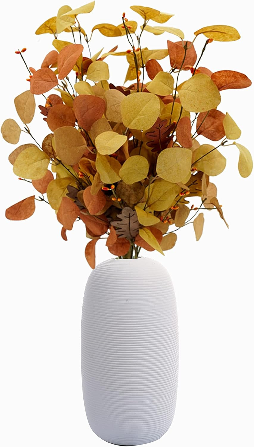 AMF0RESJ 6 pcs Artificial Fall Eucalyptus Stems Autumn Eucalyptus Leaves Spray with Wooden Oak Le... | Amazon (US)