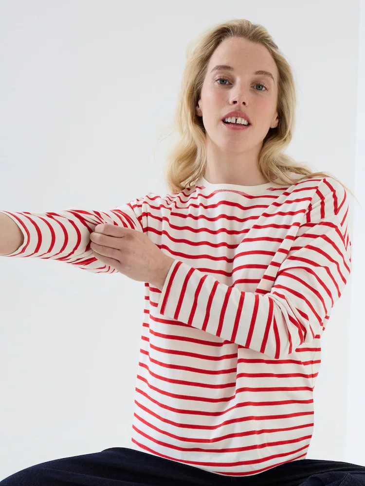 Buy JoJo Maman Bébé Red Stripe Long Sleeve Boyfriend Maternity T-Shirt from Next USA | Next US