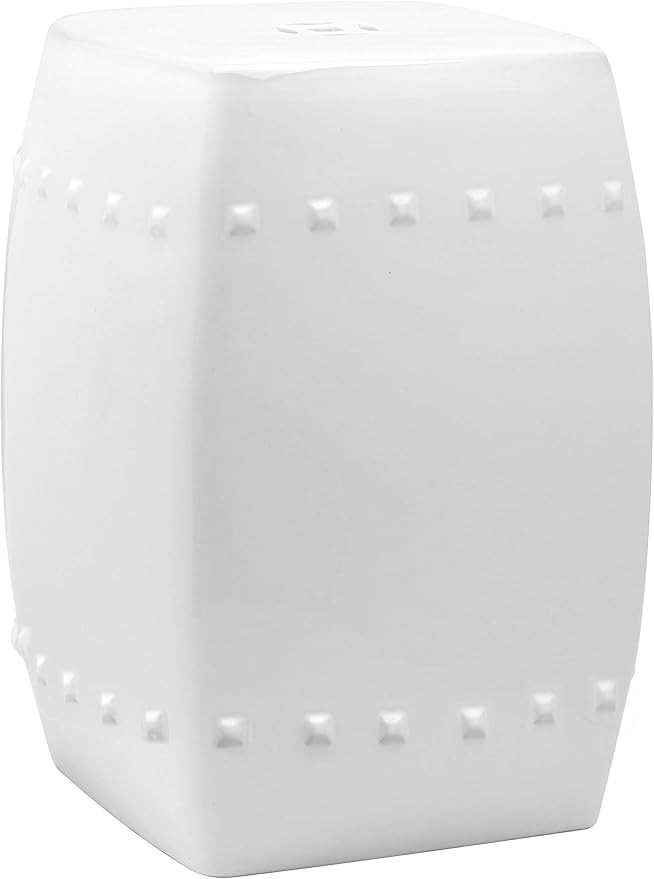 Safavieh Villa Glazed Ceramic Decorative Garden Stool, White | Amazon (US)