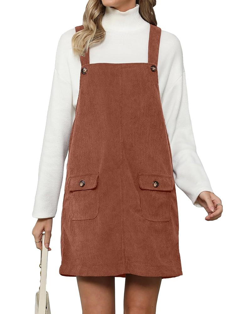 luvamia Corduroy Overall Dress for Women Adjustable Straps Casual Fashion Overalls Pinafore Short... | Amazon (US)