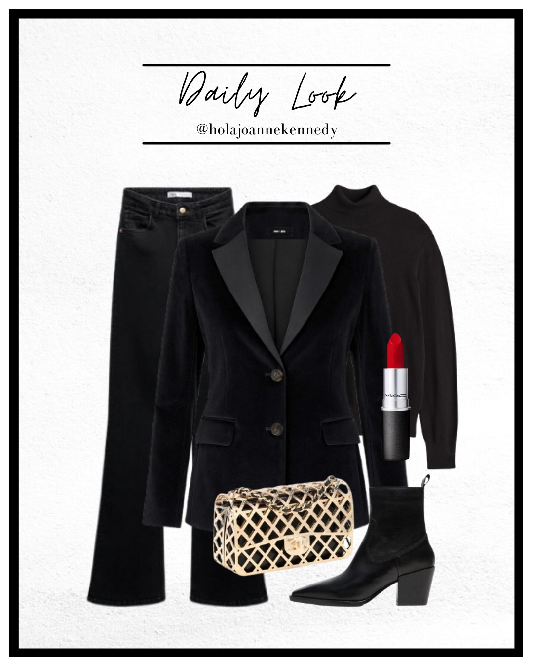 Saint + Sofia velvet blazer, black velvet jacket, holiday outfit inspo, Christmas party look, chic festive style, timeless eveningwear, black flare jeans outfit, elevated Christmas outfit, winter fashion UK, classic holiday glam, red lip makeup, Chanel gold bag outfit, modern festive style, office to party ensemble, luxe winter wardrobe 

#LTKuk #LTKfestive #LTKwinter