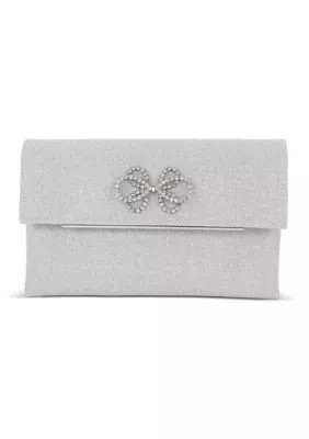 Jewel Badgley Mischka Embellished Flap Clutch, Silver | Belk