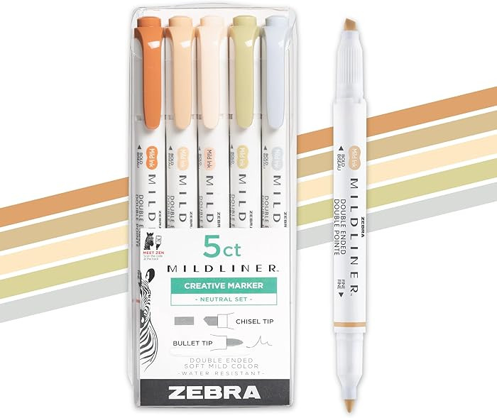 Zebra Pen Mildliner Dual-Tip Highlighter Set, Broad and Fine Tips, No Bleed, Ideal for Bible High... | Amazon (US)