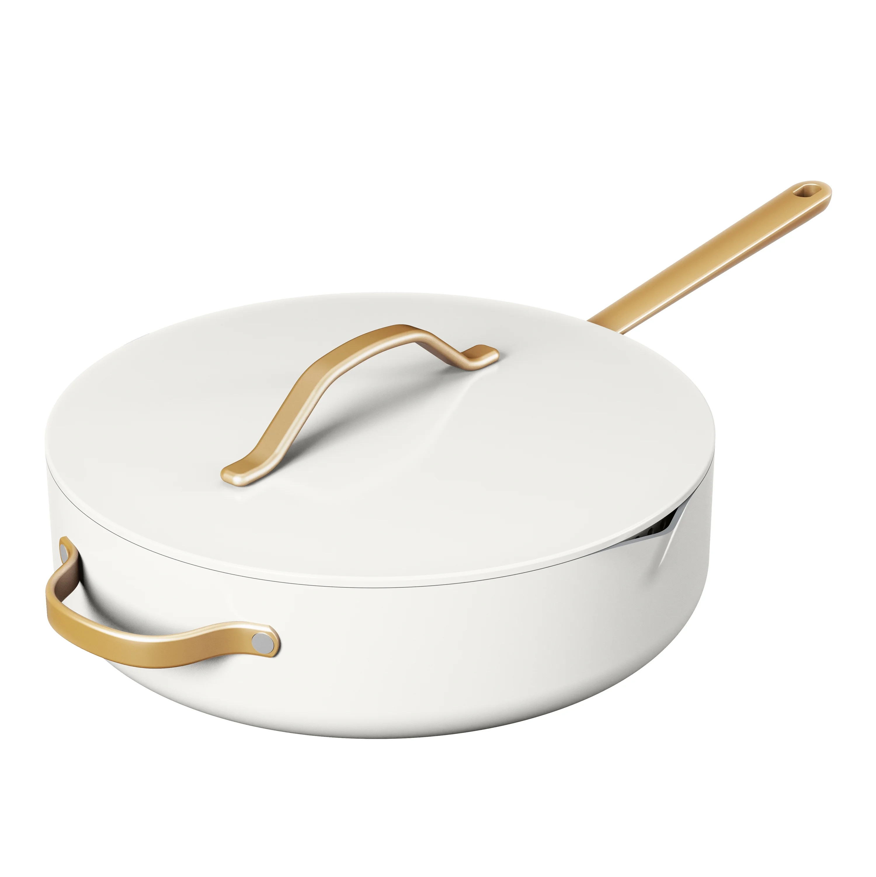 Beautiful 5.5 Quart Ceramic Non-Stick Sauté Pan with Strainer Lid, White Icing by Drew Barrymore | Walmart (US)