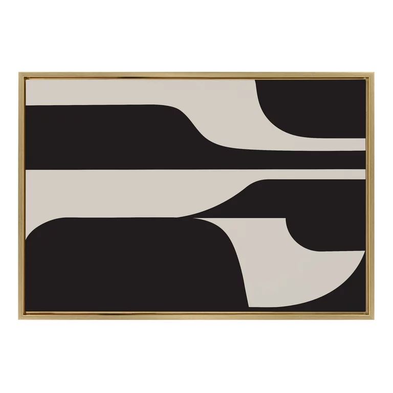 Kate and Laurel Sylvie Eye Catching Sleek Abstract 6 Black and Beige Framed Canvas Wall Art by T... | Walmart (US)
