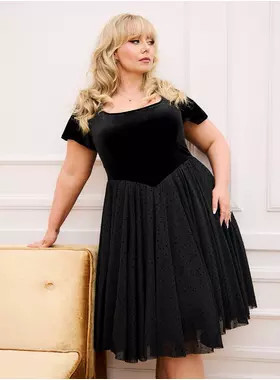 Retro Chic Flocked Mesh & Velvet Dress | Torrid (US & Canada)