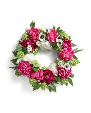 24in Faux Peony Wreath | TJ Maxx