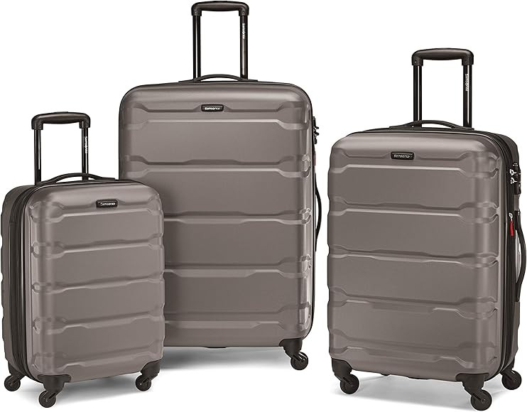 Samsonite Omni PC Hardside Expandable Luggage with Spinner Wheels, Black, 3-Piece Set (20/24/28) | Amazon (US)