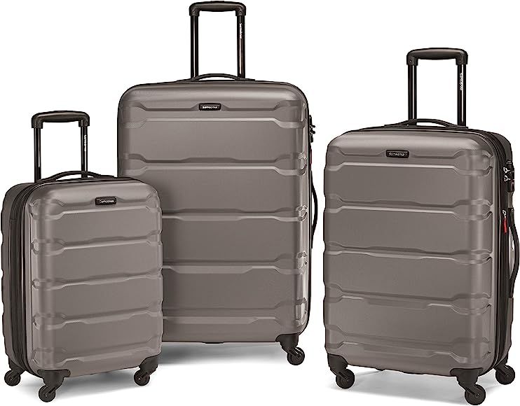 Samsonite Omni PC Hardside Expandable Luggage with Spinner Wheels, Black, 3-Piece Set (20/24/28) | Amazon (US)