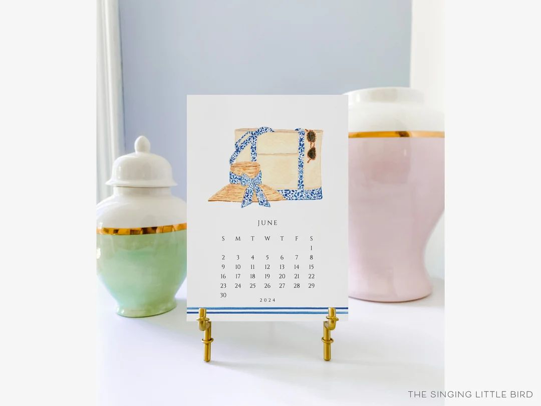 Blue and White Lovers 2024 Desk Calendar Watercolor Gift - Etsy | Etsy (US)