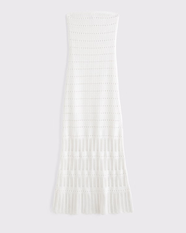 Women's Strapless Crochet-Style Midi Dress | Women's Dresses & Jumpsuits | Abercrombie.com | Abercrombie & Fitch (US)