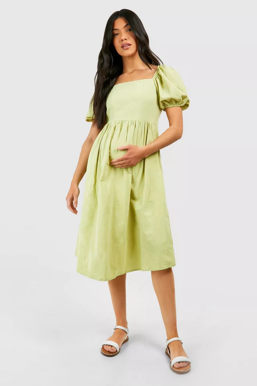 Summer Maternity Linen  Dress | boohoo (US & Canada)