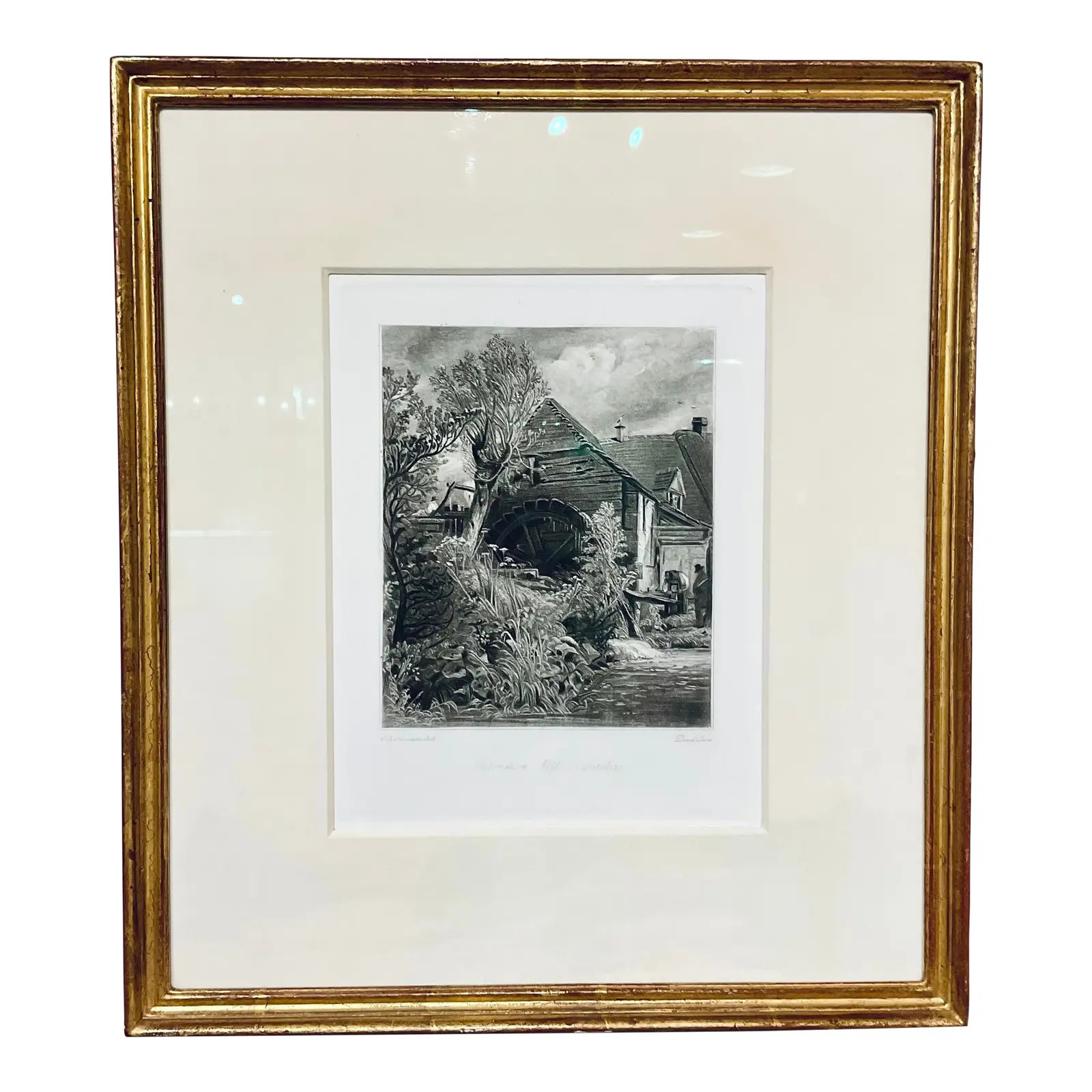 Antique Black and White Engraving Landscape of “Gillingham Mill Dorset” by John Constable | Chairish