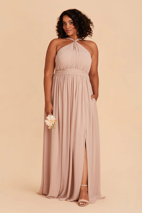 Kiko Chiffon Dress - Taupe | Birdy Grey