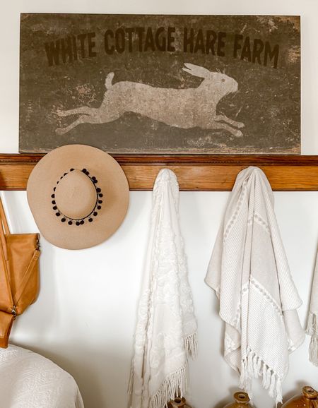 Spring entryway! Featuring a vintage bunny, hat, blankets and a bag.  

#LTKSeasonal #LTKhome