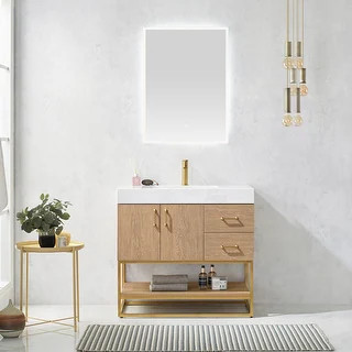 Alistair 36" Single Vanity with White Grain Stone Top without Mirror - Bed Bath & Beyond - 320091... | Bed Bath & Beyond