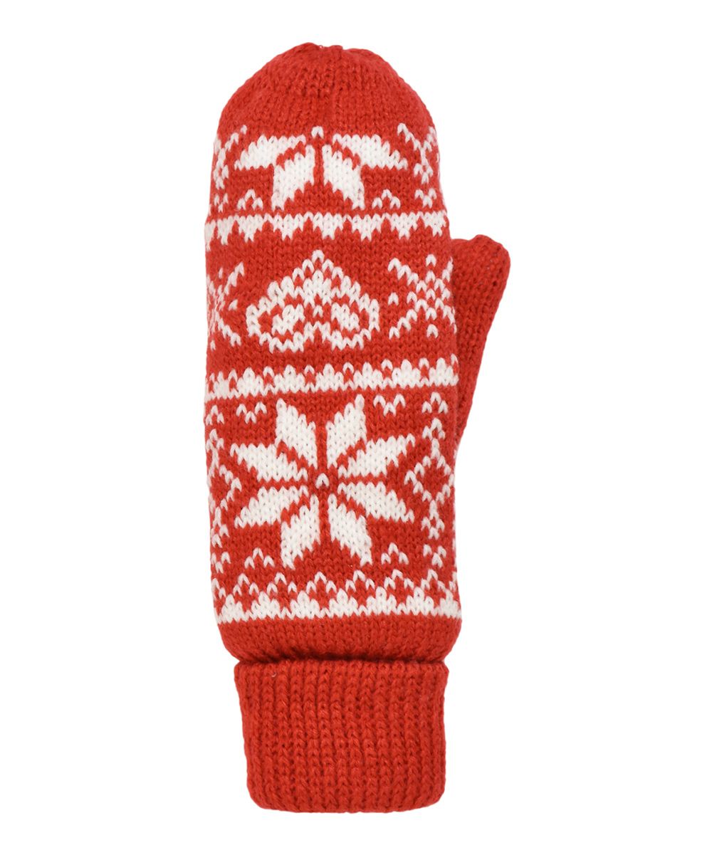 Grand Sierra Women's Mittens Red - Red Fair Isle Mittens | Zulily