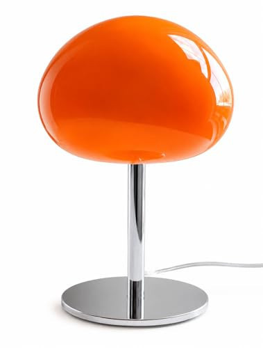 ora century Gumdrop Orange Glass Mushroom Table Lamp, 13.5” Dimmable Bedside Lamp with Chrome Base for Bedroom, Living Room, Modern Aesthetic Home Décor | Amazon (US)