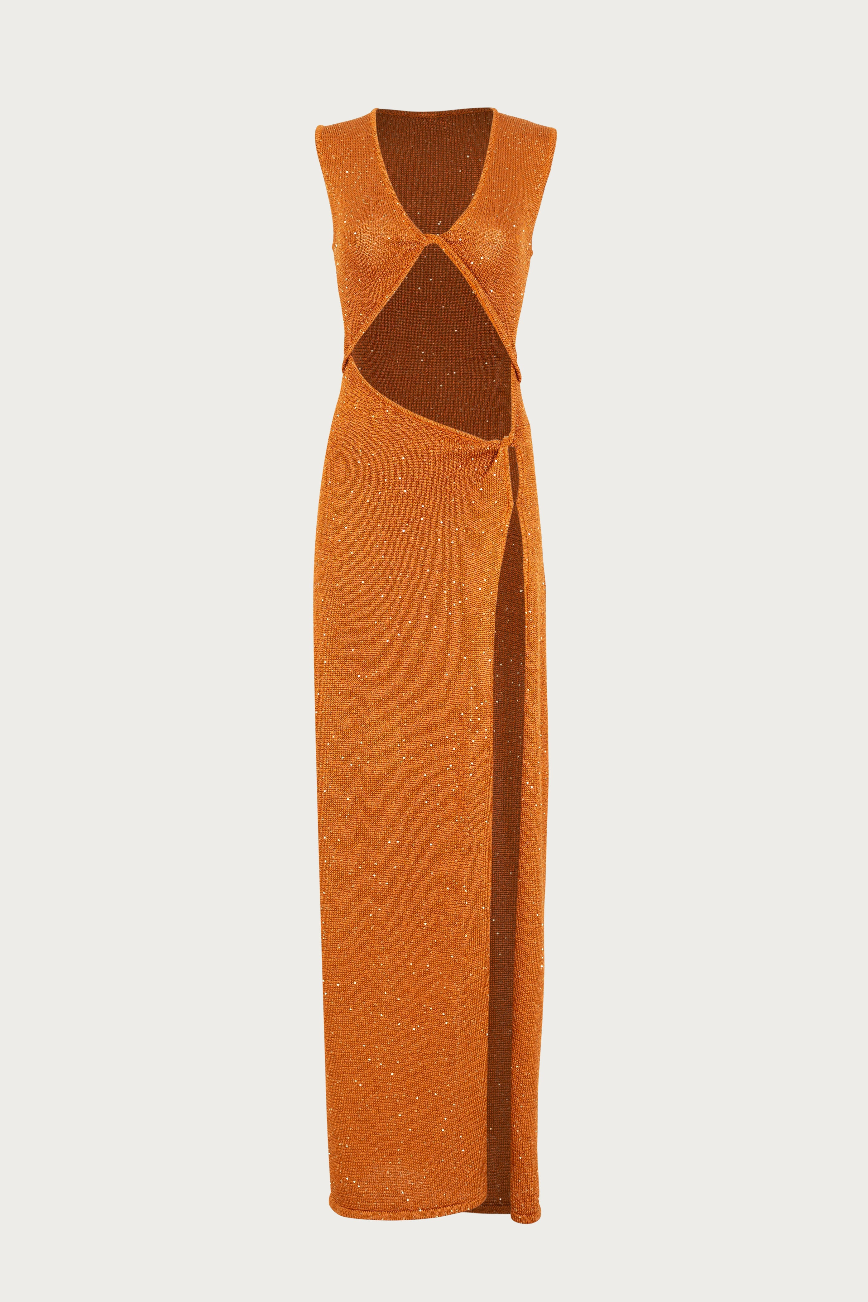 Cut Out Twist Dress (Copper Sequin) | SAME