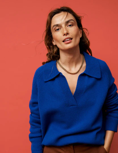 Marion Merino Henley Jumper-Blue Heron | Boden UK