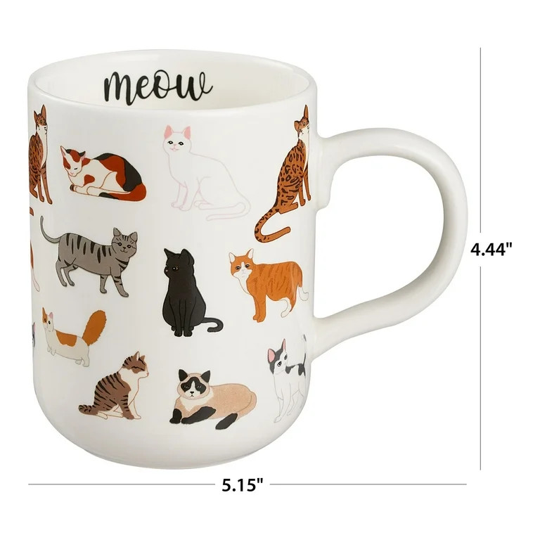 Mainstays 16.06 oz White Stoneware Cat Mug | Walmart (US)