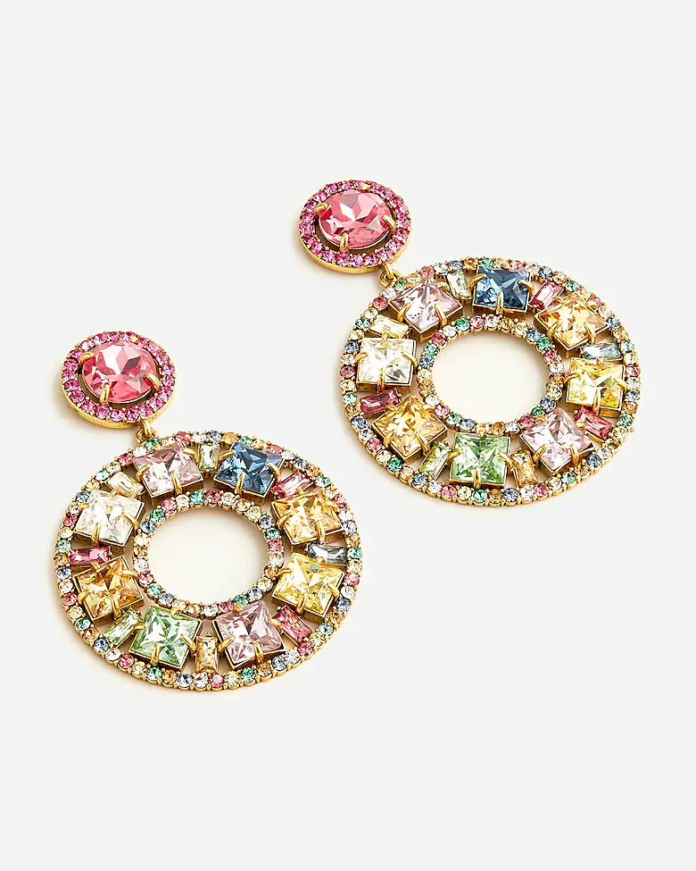 Rainbow crystal cocktail earrings | J. Crew US
