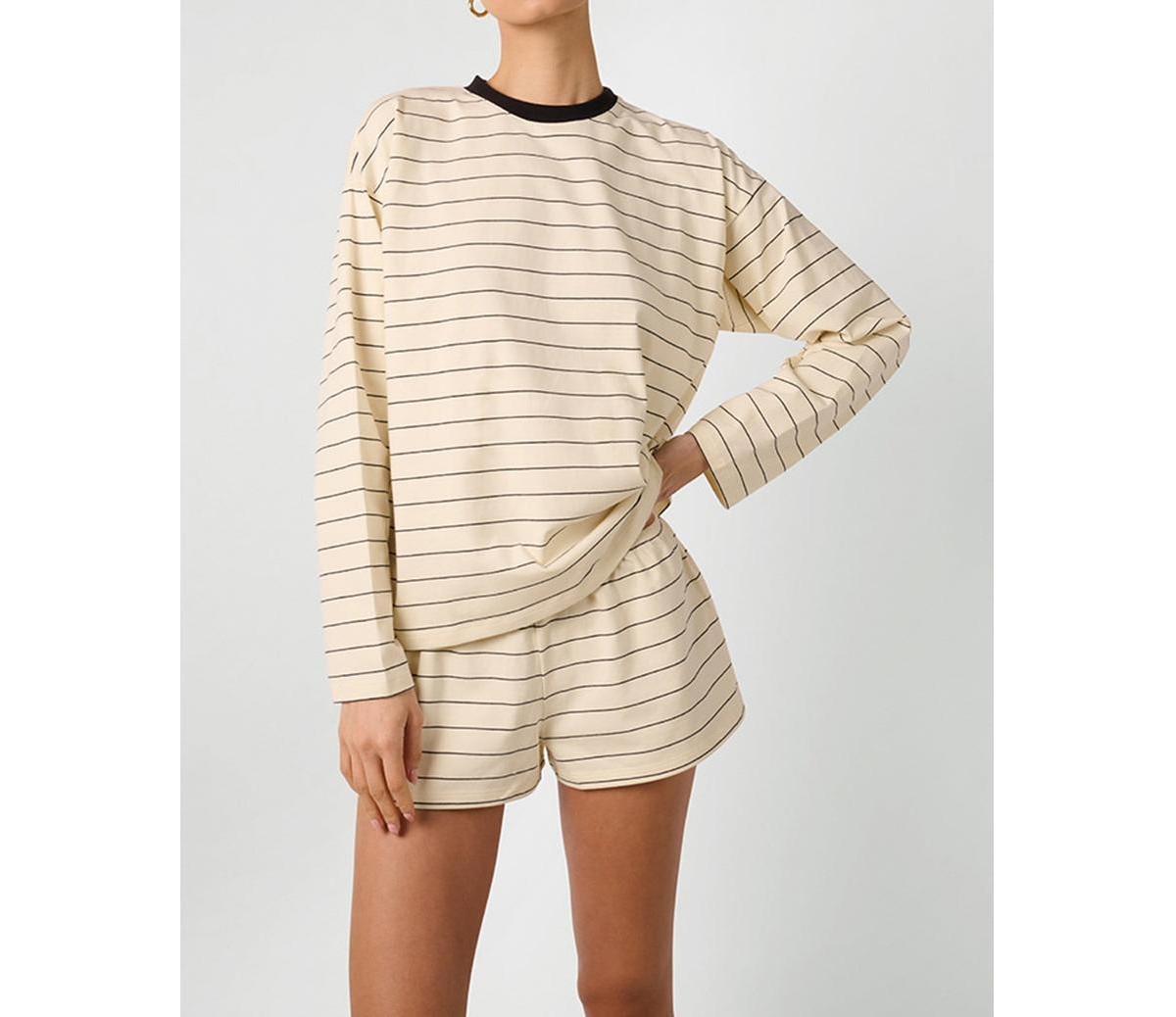 WeWoreWhat Women's Long Sleeve Stripe Boxy Shirt - Antique wht mlt | Macy's