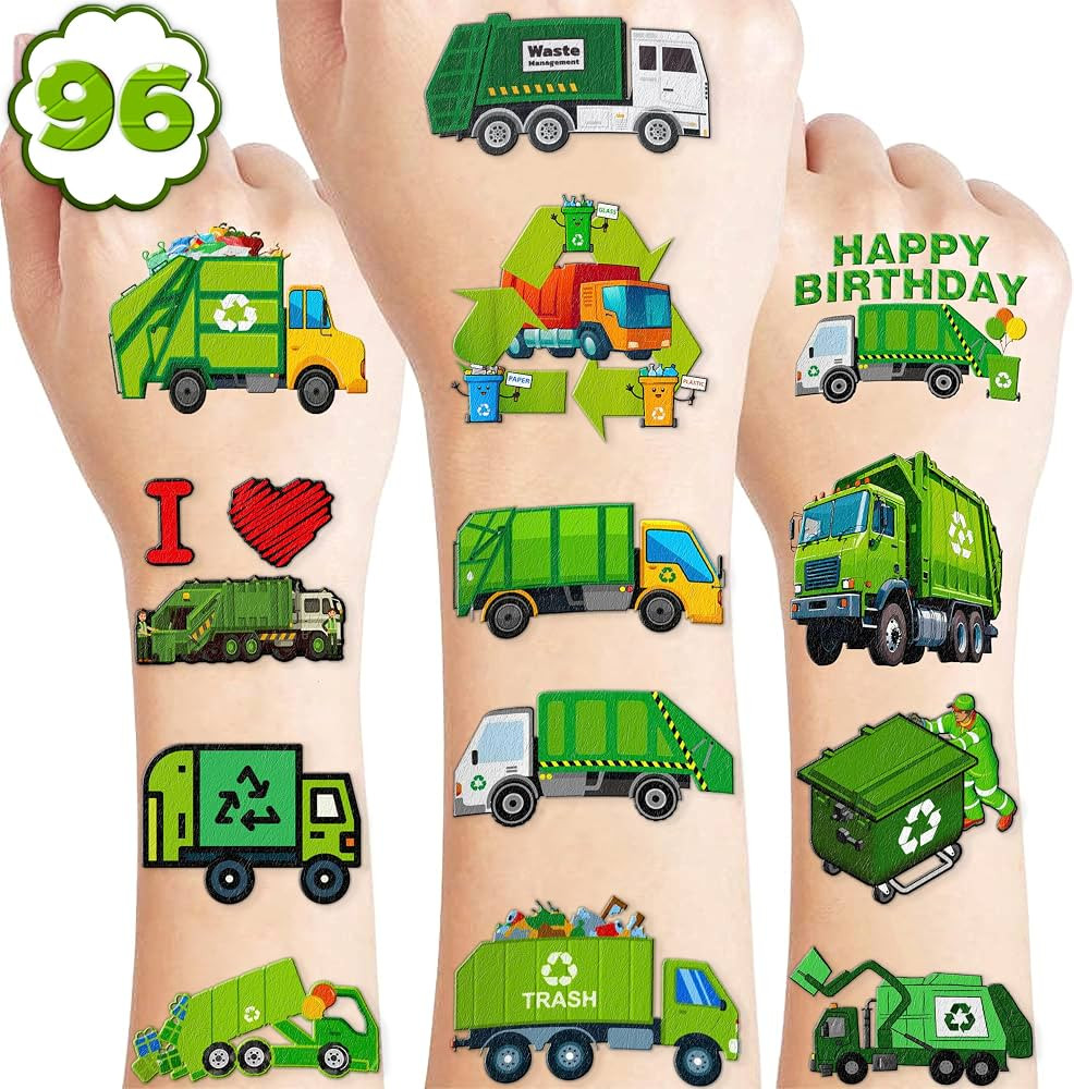 111 PCS Garbage Truck Trash Temporary Tattoos Themed Birthday Party Supplies Decorations Favors D... | Amazon (US)