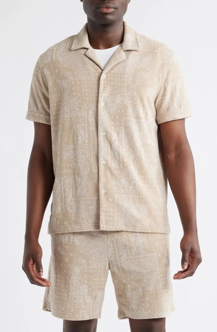 Maverick Bandana Print Textured Knit Camp Shirt | Nordstrom