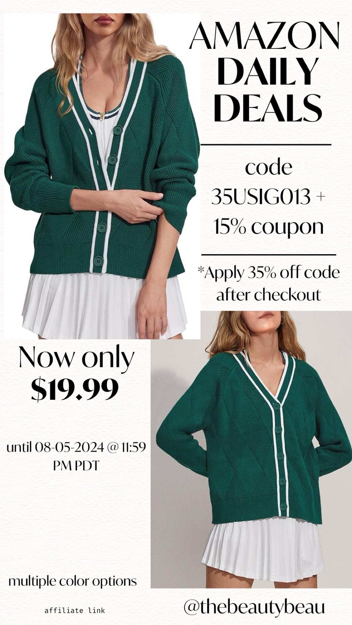 Daily Deal
$19.99
35% off code 35USIG013 & clip the coupon!
Code expires 8/5/2024



#LTKStyleTip #LTKSaleAlert #LTKFindsUnder50