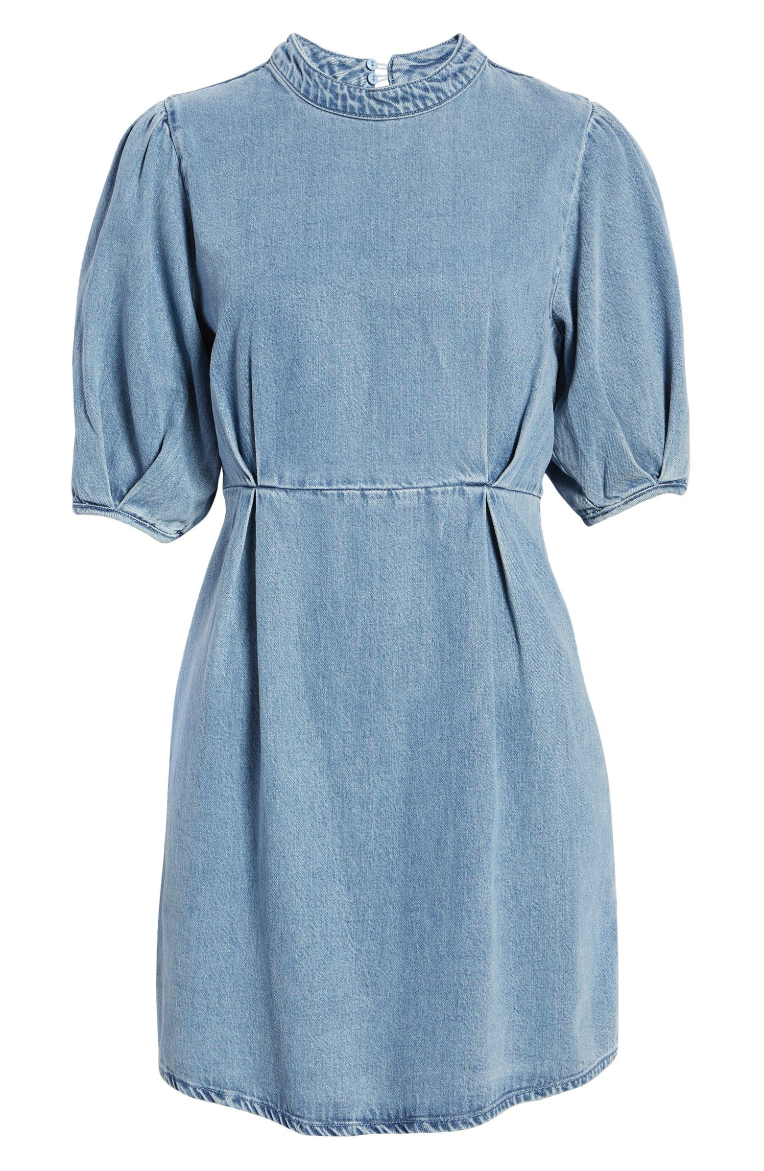 AWARE by VERO MODA Berta Puff Sleeve Chambray Dress | Nordstrom | Nordstrom