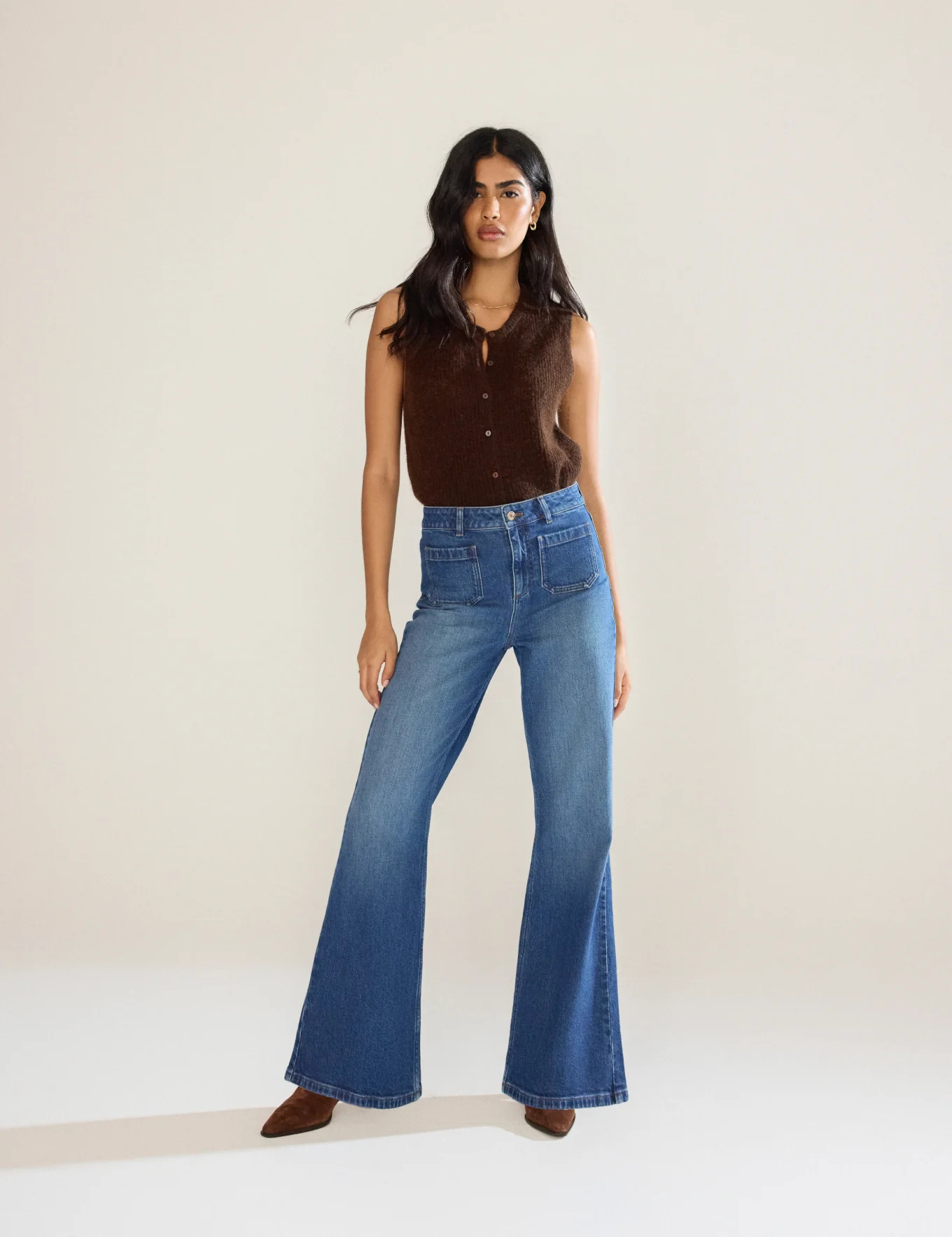Blue High Rise Highbury Flare Jeans | Nobody's Child
