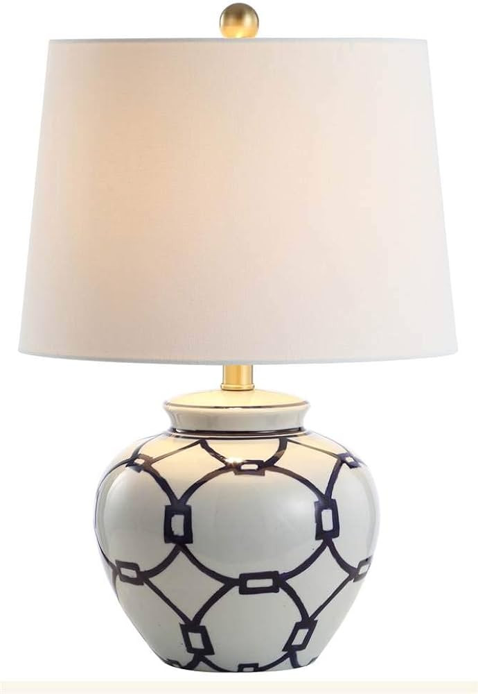 SAFAVIEH Lighting Collection Anders White/ Blue 21-inch Bedroom Living Room Home Office Desk Nigh... | Amazon (US)