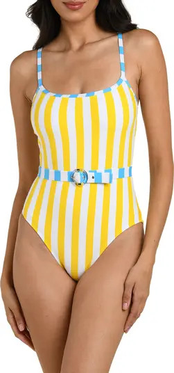 Coastal Belted Stripe One-Piece Swimsuit | Nordstrom