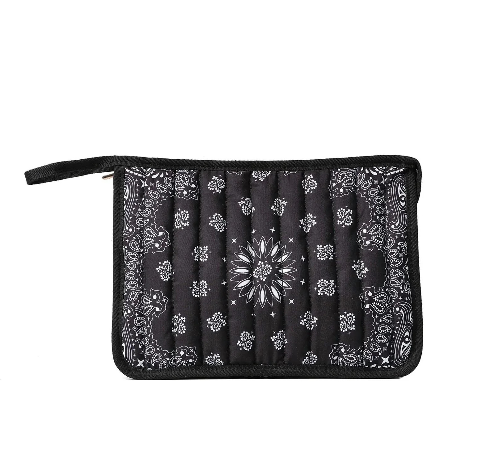 Women's Quilted Bandana Pouch Bag In Black | Shop Simon