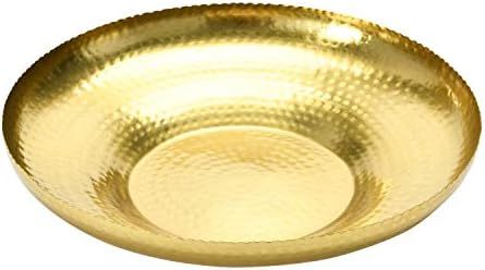 Creative Co-Op Decorative Hammered Metal Tray with Scalloped Edge Plate, 12", Brass | Amazon (US)