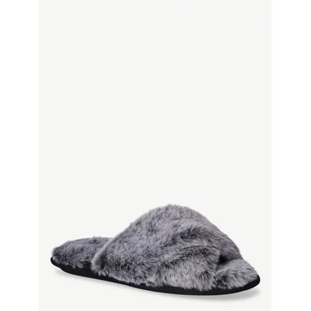 Joyspun Women s Faux Fur X-Band Slippers | Walmart (US)